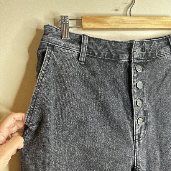 Madewell Curvy Super Wide Leg Jeans Women's 30 Black Denim Button Fly Flare Y2K - Picture 6 of 15